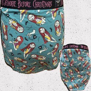 Disney +6 Teal Nightmare Before Xmas Sally Graphic Logo High Waist Brief Panties